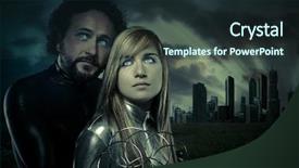  Presentation with super heroes - Beautiful PPT theme featuring sci fi - couple of super heroes backdrop and a wine colored foreground