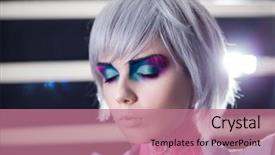  Presentation with makeup - Presentation enhanced with sci fi - fashionable woman with creative makeup background and a coral colored foreground