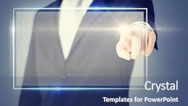  Presentation with virtual hand - Presentation theme featuring sci fi - future technology and business concept background and a ocean colored foreground