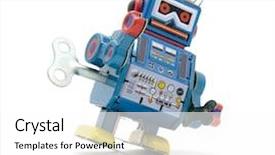  Presentation with robot toy - Presentation theme with sci fi - old robot toy background and a white colored foreground