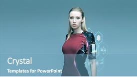  Presentation with virtual technology - Colorful PPT layouts enhanced with sci fi - people future technology and science backdrop and a teal colored foreground