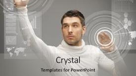  Presentation with futuristic - Beautiful slide deck featuring sci fi - picture of futuristic man working backdrop and a light gray colored foreground