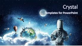  Presentation with dreams - PPT theme with sci fi - she dreams to explore space background and a navy blue colored foreground