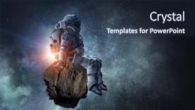  Presentation with spaceman - Presentation theme consisting of sci fi - spaceman on rock edge mixed background and a tawny brown colored foreground