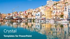  Presentation with port - PPT theme enhanced with sciacca-sicily-italy-with-water background and a ocean colored foreground