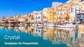  Presentation with port - Presentation theme consisting of sciacca-sicily-italy-with-water background and a ocean colored foreground