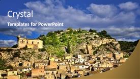  Presentation with destination - Audience pleasing PPT theme consisting of famous touristic destination in sicily backdrop and a teal colored foreground