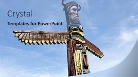  Presentation with totem pole - Colorful presentation theme enhanced with old blue faded door with orange curtains backdrop and a light gray colored foreground