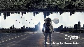  Presentation with adventure - Slide set consisting of science - adventure of spaceman mixed media background and a tawny brown colored foreground