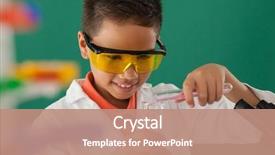  Presentation with green science - Presentation theme featuring science - attentive schoolboy experimenting against green background and a coral colored foreground