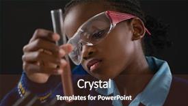  Presentation with chemical experiment - Slides with science - attentive schoolgirl doing a chemical background and a tawny brown colored foreground