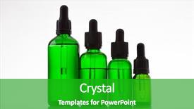  Presentation with pipette - Colorful slide set enhanced with science - cosmetic bottles with pipette backdrop and a shamrock green colored foreground