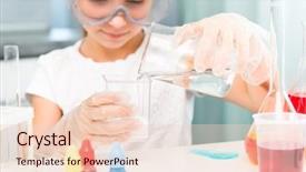  Presentation with cute science - Presentation design with science - cute little girl with flasks background and a lemonade colored foreground