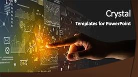  Presentation with finger - PPT theme consisting of science - female finger touching a beam background and a black colored foreground