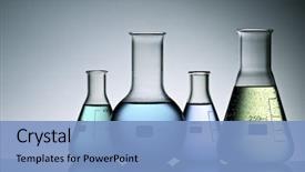  Presentation with flasks - Amazing PPT layouts having science - group of laboratory flasks backdrop and a light blue colored foreground