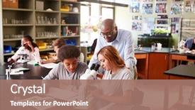  Presentation with high school students - Beautiful theme featuring science - high school students with tutor backdrop and a coral colored foreground