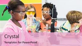  Presentation with kids doing science - Audience pleasing PPT layouts consisting of science - kids doing a chemical experiment backdrop and a lemonade colored foreground