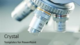  Presentation with equipment - Presentation enhanced with science - laboratory equipment background and a light gray colored foreground