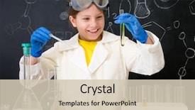  Presentation with chemistry - Audience pleasing theme consisting of science - schoolgirl in white gown doing backdrop and a soft green colored foreground