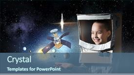  Presentation with astronaut - Amazing PPT theme having science - she wants to become astronaut backdrop and a ocean colored foreground