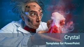  Presentation with chemist - Presentation with science - wacky scientist with explosive experiment background and a ocean colored foreground