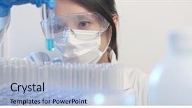  Presentation with animal testing scientist doing experiment - Presentation theme consisting of science - woman doing the experiment background and a light blue colored foreground