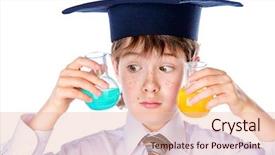  Presentation with smart - Beautiful PPT theme featuring science 10 - smart student boy in white backdrop and a  colored foreground