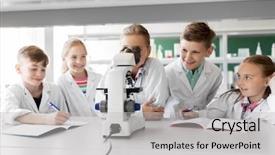  Presentation with children education - Colorful PPT theme enhanced with science and children concept - kids backdrop and a light gray colored foreground