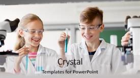  Presentation with children education - Colorful PPT theme enhanced with science and children concept - kids backdrop and a light gray colored foreground
