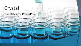  Presentation with material science - Colorful presentation design enhanced with science and medical research test backdrop and a white colored foreground