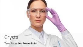  Presentation with lab coat - Slide deck featuring science-and-profession-concept-female background and a white colored foreground