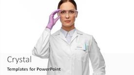  Presentation with lab coat - PPT layouts consisting of science-and-profession-concept-female background and a white colored foreground
