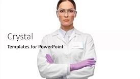  Presentation with lab coat - Cool new theme with science-and-profession-concept-female backdrop and a white colored foreground