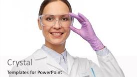  Presentation with lab coat - Audience pleasing presentation consisting of science-and-profession-concept-happy backdrop and a white colored foreground