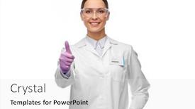  Presentation with lab coat - Presentation consisting of science-and-profession-concept-happy background and a white colored foreground