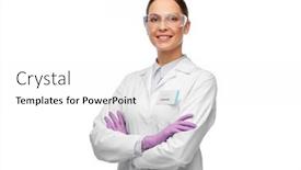  Presentation with lab coat - Presentation design featuring science-and-profession-concept-happy background and a white colored foreground