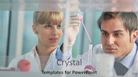  Presentation with biology - Slide set consisting of science and research biology chemistry and medicine young people couple in bright modern lab background and a light gray colored foreground