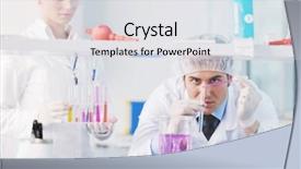  Presentation with biology - PPT theme with science and research biology chemistry and medicine young people couple in bright modern lab background and a light gray colored foreground