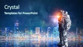  Presentation with science design - Presentation theme featuring science background - space suit design mixed media background and a ocean colored foreground