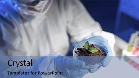  Presentation with soil science - Audience pleasing theme consisting of science biology ecology research backdrop and a teal colored foreground