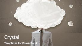  Presentation with cloud - Amazing PPT theme having business man with white cloud backdrop and a gray colored foreground