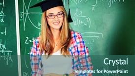  Presentation with academic - Colorful PPT theme enhanced with school career - portrait of a graduating student backdrop and a  colored foreground