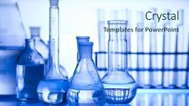  Presentation with science cells - PPT layouts featuring science cells - glass laboratory equipment with blue background and a  colored foreground