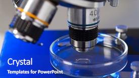  Presentation with microscope - Colorful presentation theme enhanced with medical cell biology - microscope in a laboratory backdrop and a royal blue colored foreground