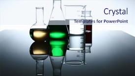  Presentation with tubes - Slide set with chemical industry - glass chemistry tubes background and a sky blue colored foreground