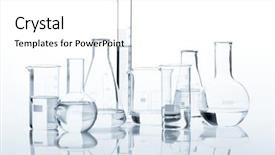  Presentation with flasks - Colorful slide set enhanced with science chemistry - set of classic laboratory flasks backdrop and a white colored foreground