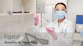  Presentation with hospital mask - Beautiful slide set featuring science-chemistry-and-people-concept backdrop and a light gray colored foreground