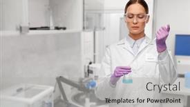  Presentation with laboratory chemical - Presentation with science-chemistry-and-people-concept background and a light gray colored foreground