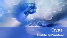  Presentation with chemistry formula - Colorful presentation theme enhanced with science chemistry and people concept backdrop and a cobalt blue colored foreground