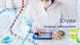  Presentation with chemistry tablet - Audience pleasing theme consisting of science chemistry biology medicine backdrop and a sky blue colored foreground